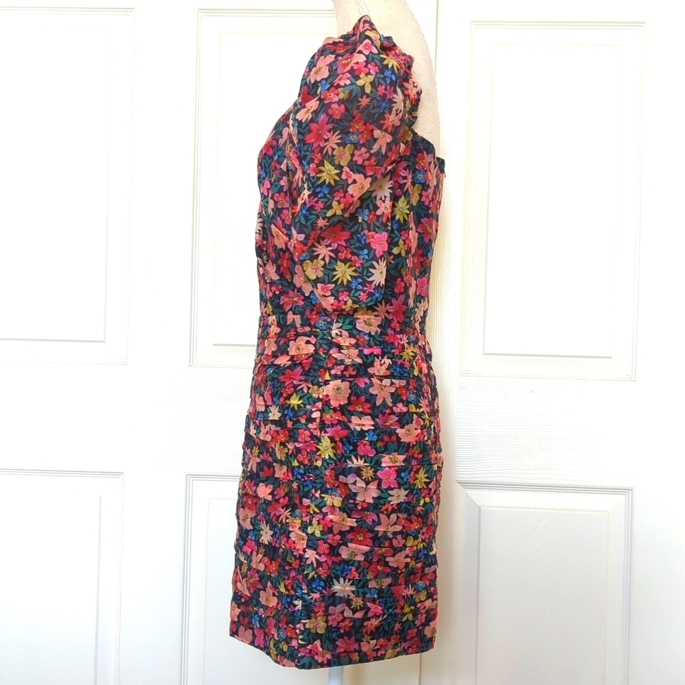 C/MEO Collective Red Pink Sheath Mini Dress Sweetheart Puff Sleeves - Picture 7 of 10